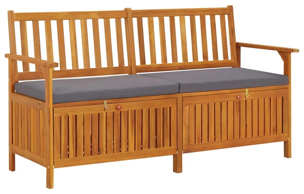 vidaXL Banco de arrumação c/ almofadão 148 cm madeira de acácia maciça