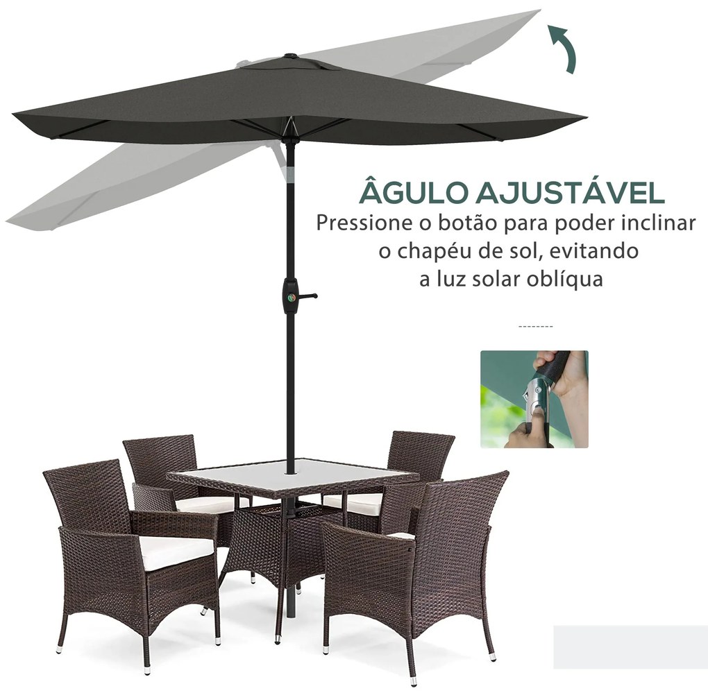 Chapéu de Sol de Jardim 300x200x248 cm Proteção UV50+ Chapéu de Sol de