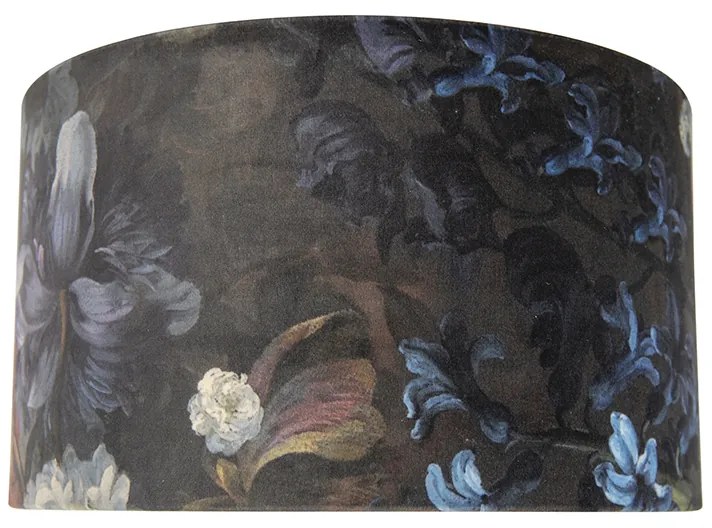 Abajur de veludo com design floral 35/35/20 interior dourado