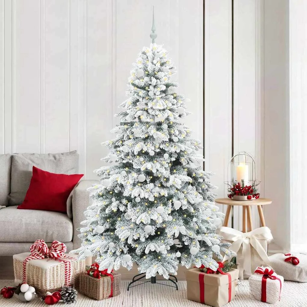 vidaXL Árvore de Natal Artificial com 300 LEDs Branco 180 cm PE e PVC