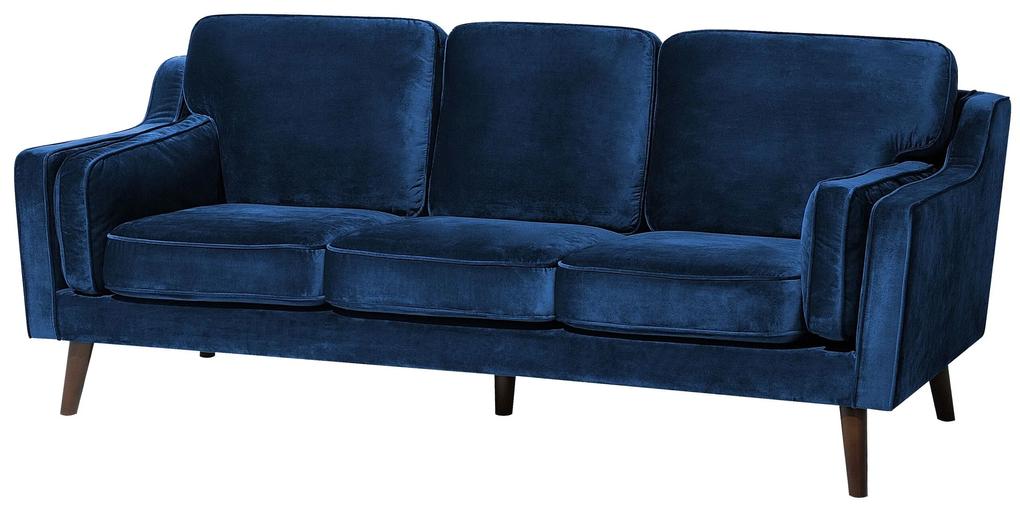 Sofá de 3 lugares em veludo azul escuro LOKKA Beliani