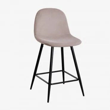 Banqueta Alta De Veludo Glamm Preto & Toupeira & ↑65 Cm - Sklum