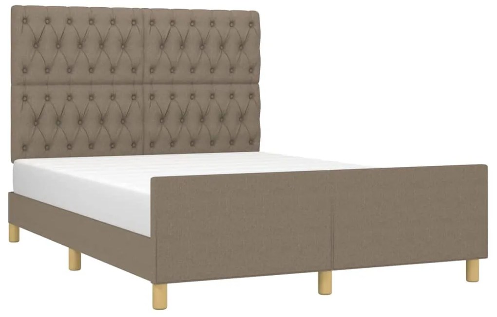 Cama sem colchão 140x190 cm tecido castanho-acinzentado