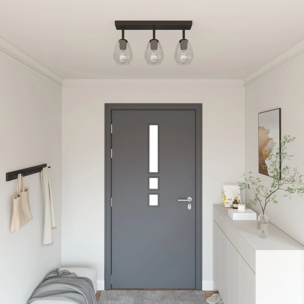 Luzes de Teto com Abajur de Vidro Ajustável em Anthracite, E27