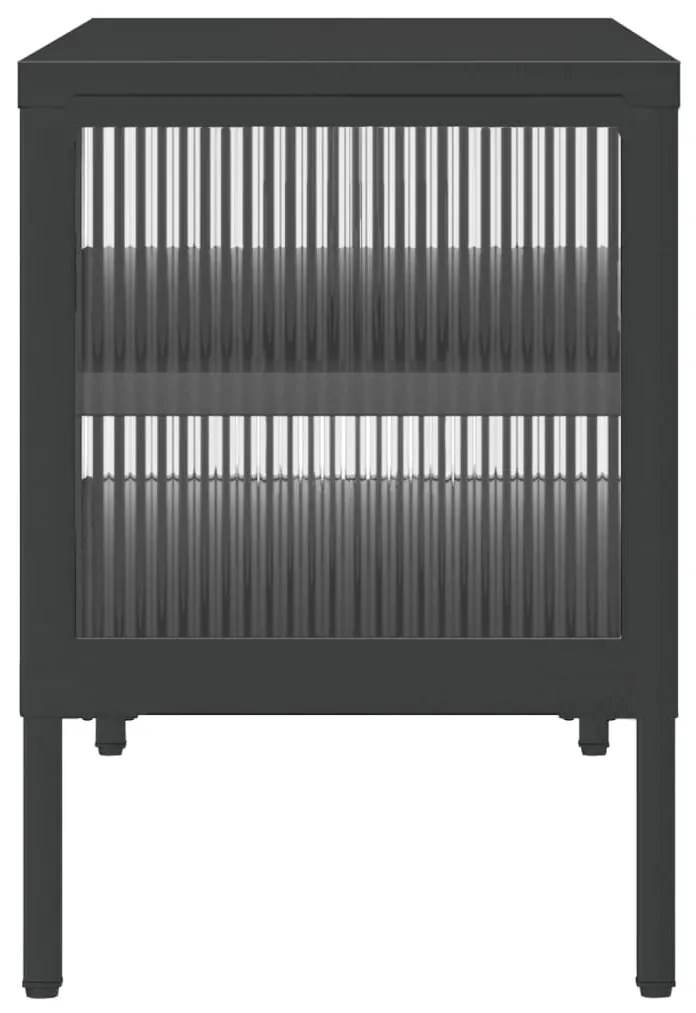 Armário de TV 105x35x50 cm vidro e aço preto