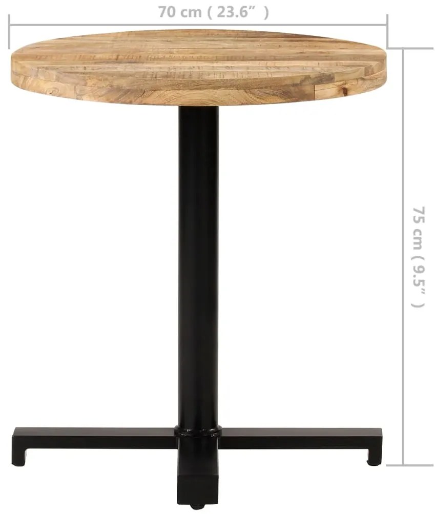 Mesa bistrô redonda Ø70x75 cm madeira de mangueira áspera