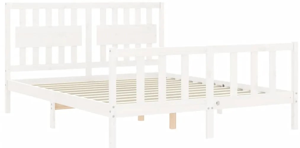 Estrutura de cama King Size com cabeceira madeira maciça branco