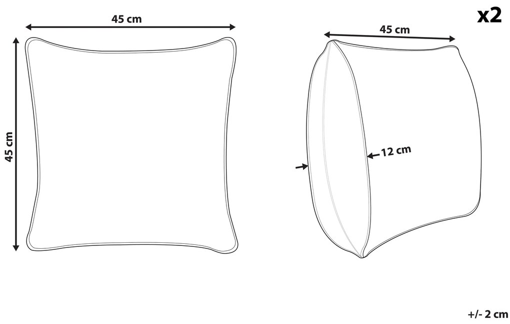 Conjunto de 2 almofadas decorativas preto e branco 45 x 45 cm YONCALI Beliani