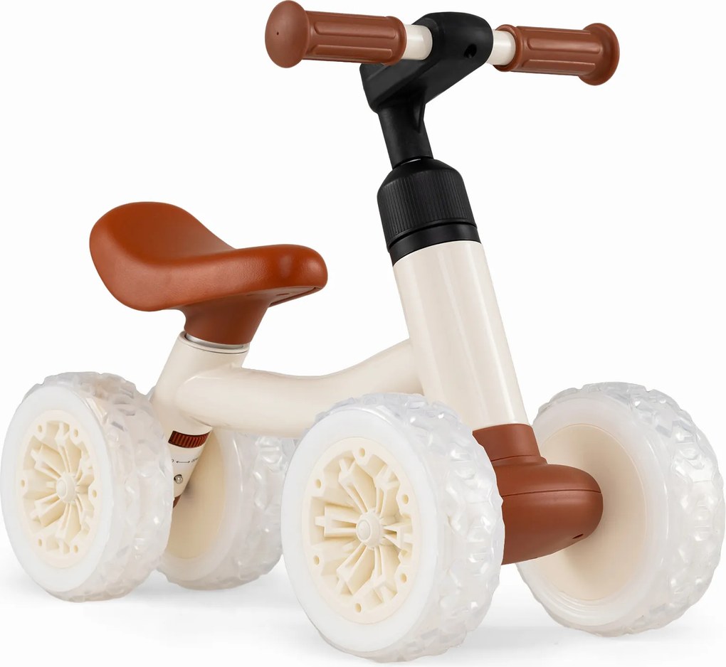Bicicleta de Equilíbrio para Bebés, 57 x 28 x 39,5 cm, Rodas Luminosas, Branco