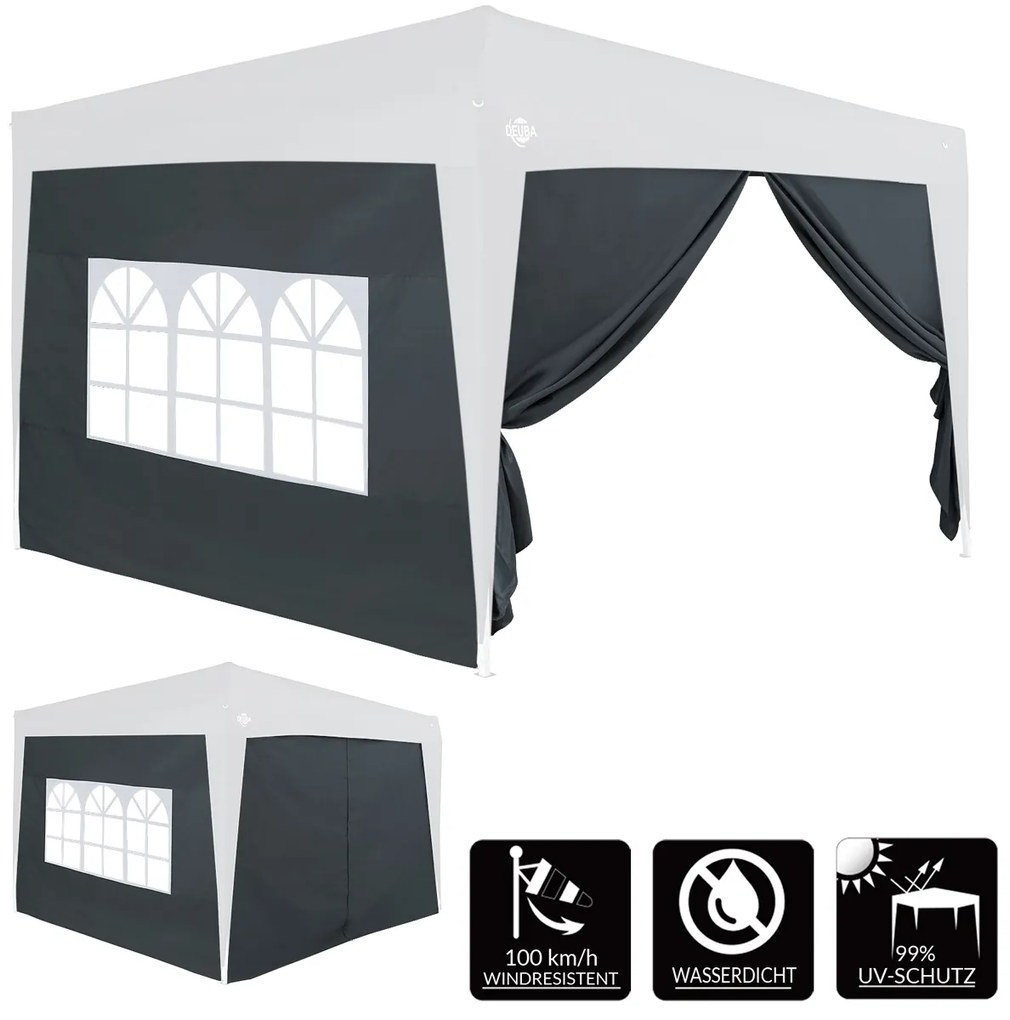 Conjunto de 2 paredes laterais dobráveis para Tenda (NÃO NCLUÍDO) 6 x 2 m Antracite