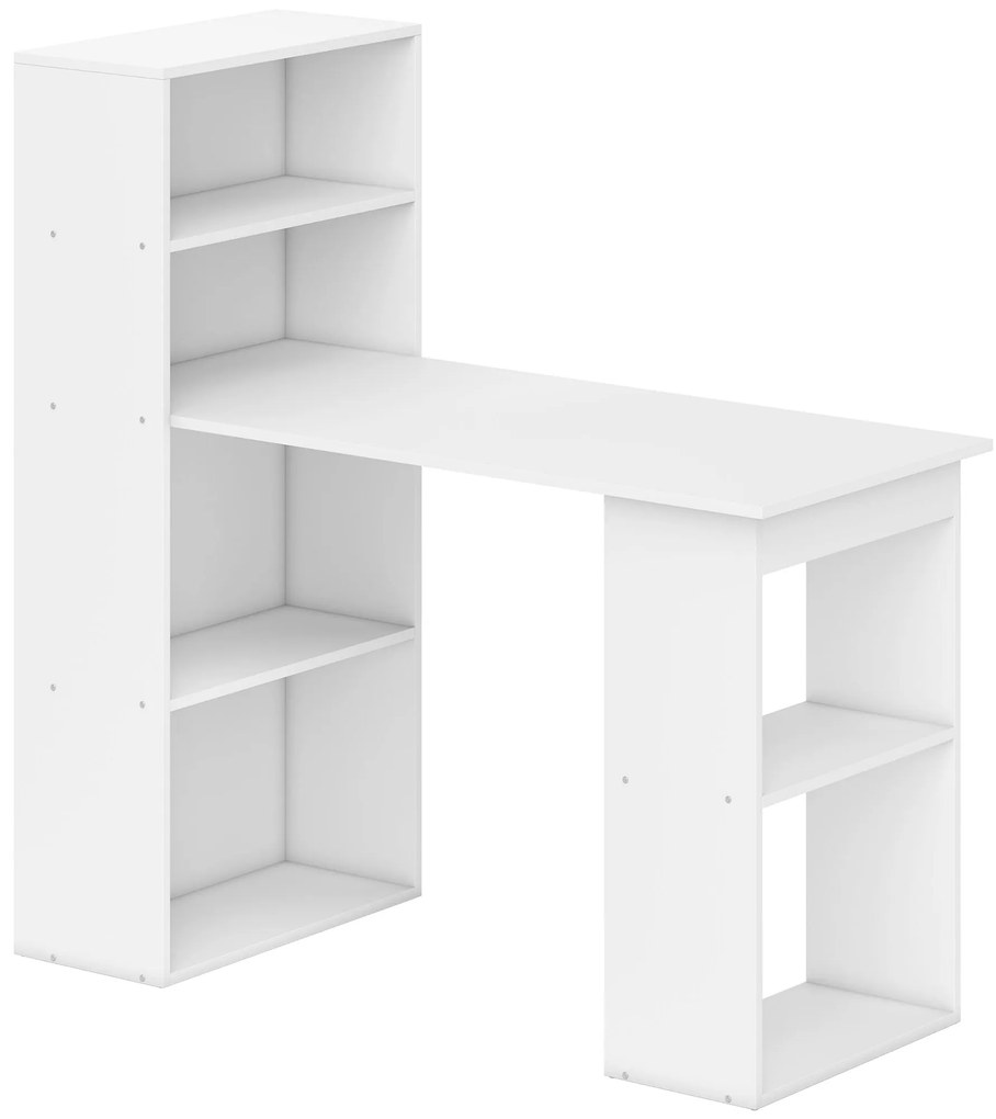 Secretária para Computador com Estante de Prateleiras para Casa Escrit