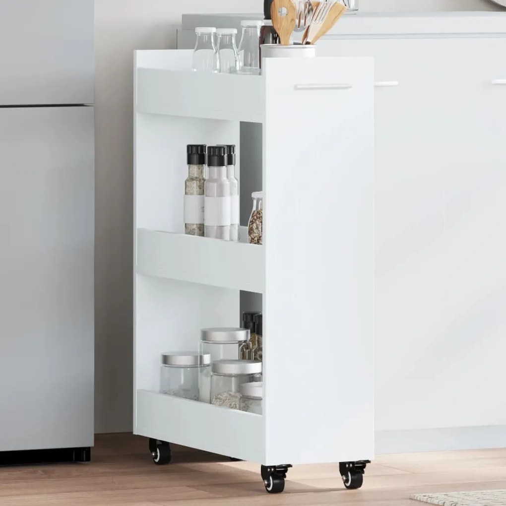 vidaXL Armário com rodas 60x22x79 cm derivados de madeira branco
