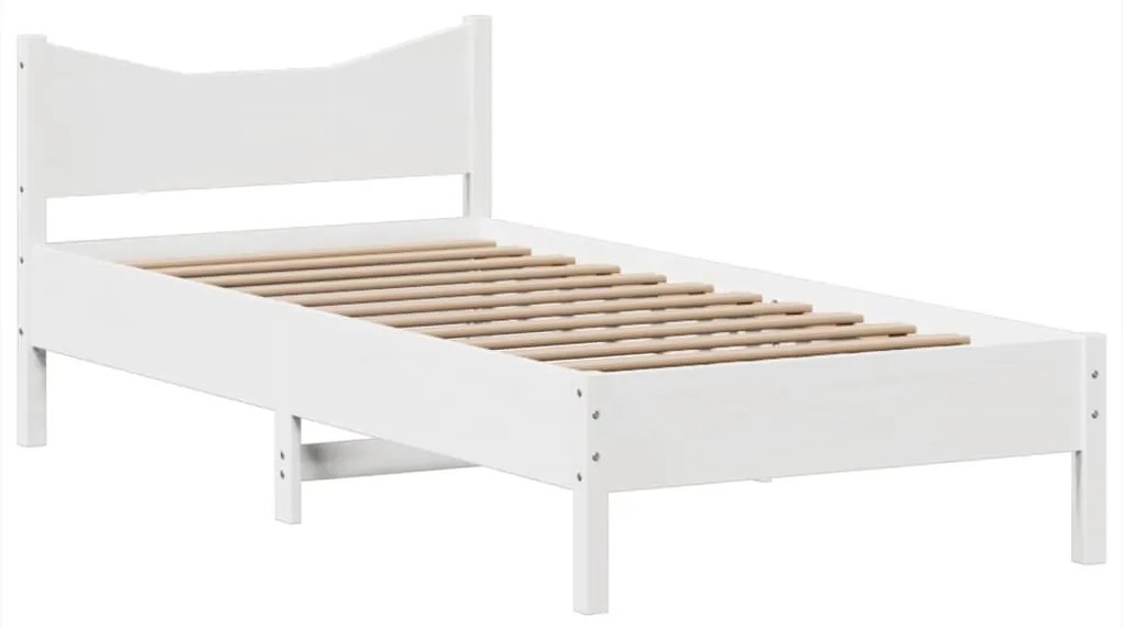 Cama sem colchão 75x190 cm madeira de pinho maciça branco