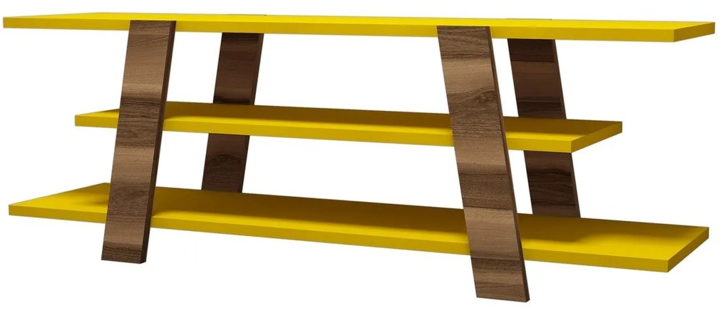 Móvel para TV Flower – Nogueira e Amarelo – 120x42x33,6 cm