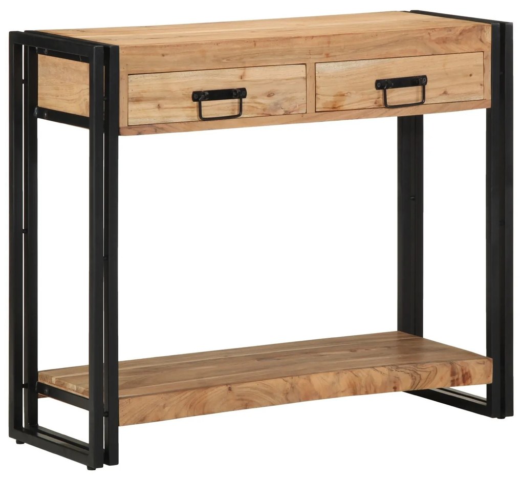 Mesa de Consola vidaXL Preta 90x33x75 cm em Madeira de Acácia Sólida e