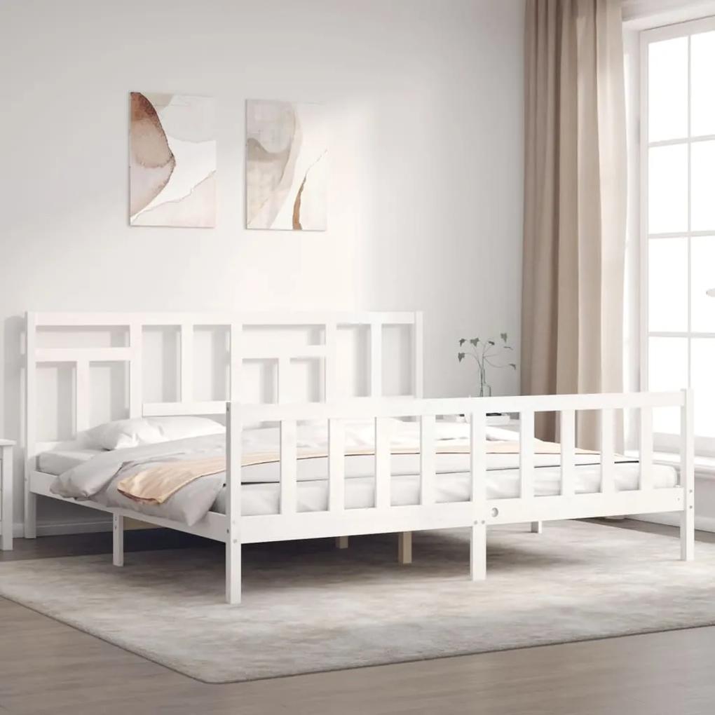 3193162 vidaXL Estrutura de cama com cabeceira 200x200cm madeira maciça branco