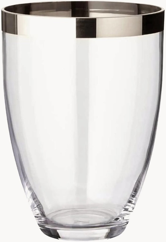 Jarra em vidro de cristal artesanal com rebordo em platina Charlotte