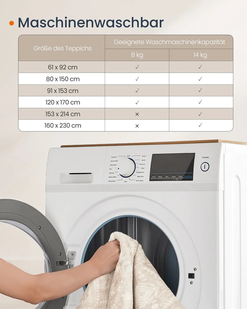 Tapete boho 120 x 170 cm elegante para uma decoração acolhedora da sala de estar bege cappuccino