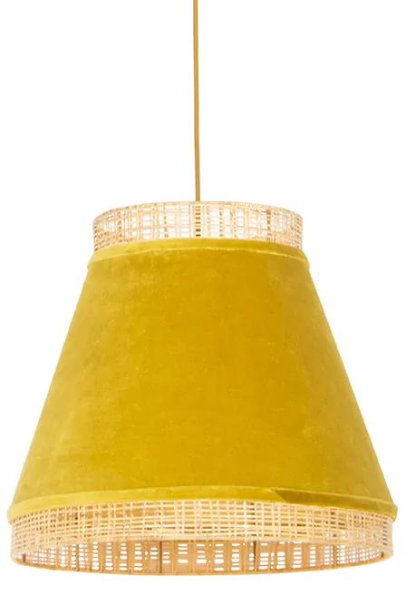 Candeeiro rústico de veludo amarelo com cana de 45 cm - Lata de folhos Country / Rústico,Oriental