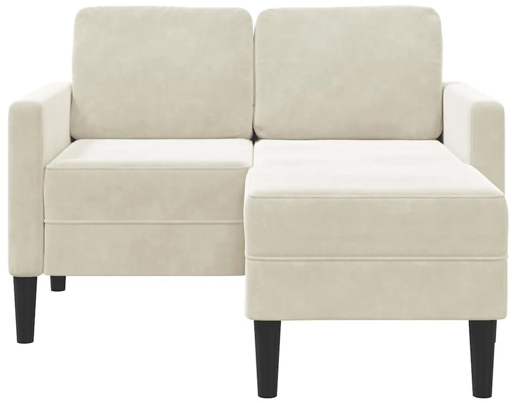 Sofá 2 lugares com Chaise em L 125 cm veludo creme