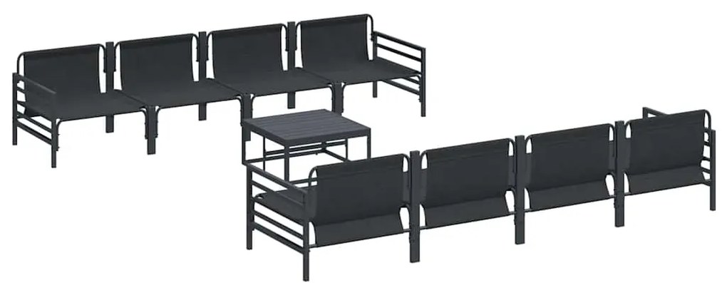 Conjunto de Sofá de Jardim com almofada 9 pcs Cinzento-escuro