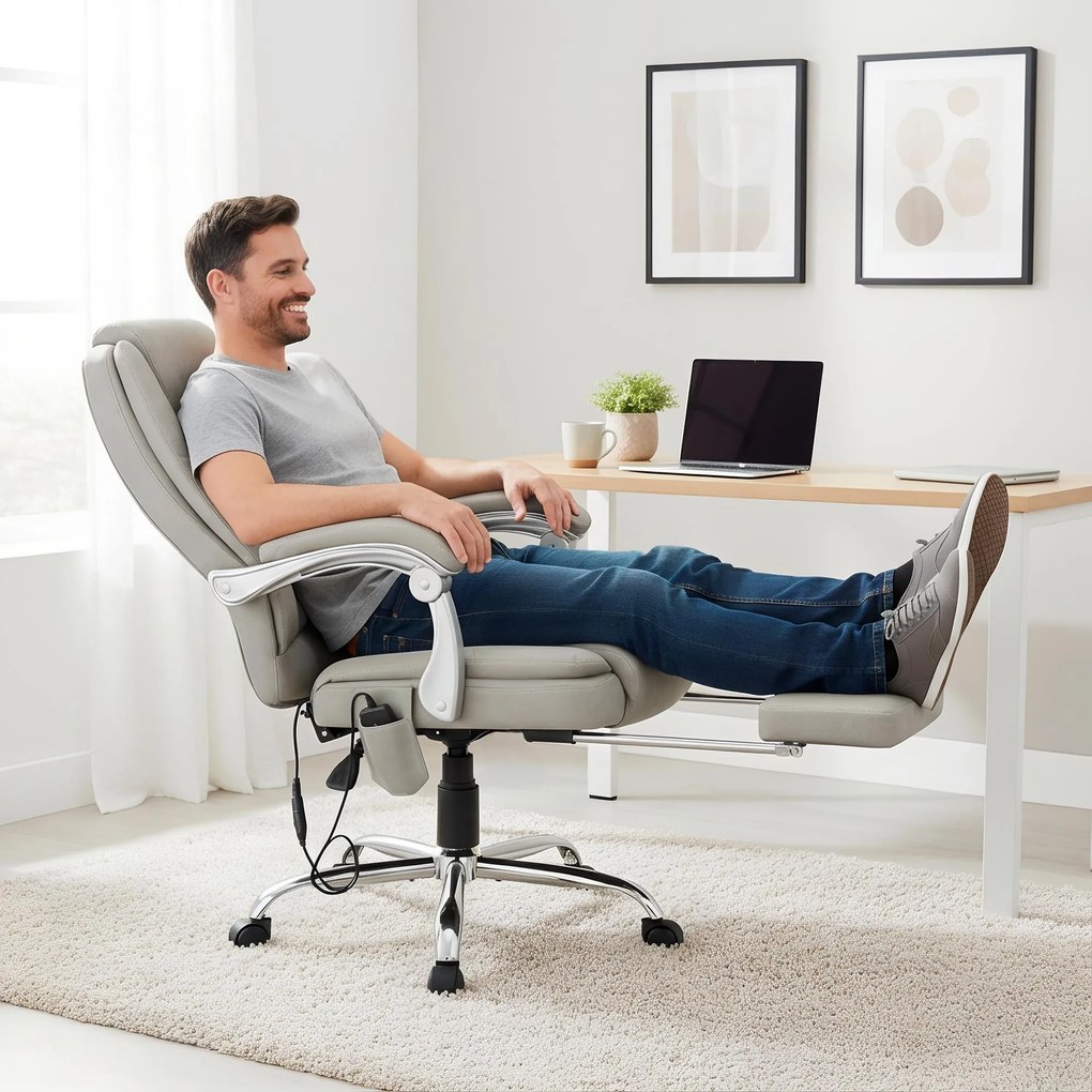 Cadeira de escritório Rubia com função de massagem, cinza