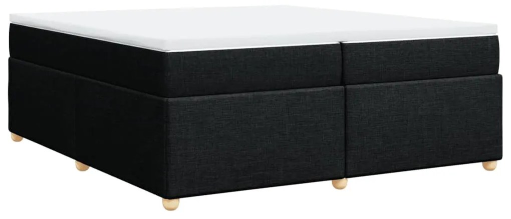 Cama com molas/colchão 200x200 cm tecido preto