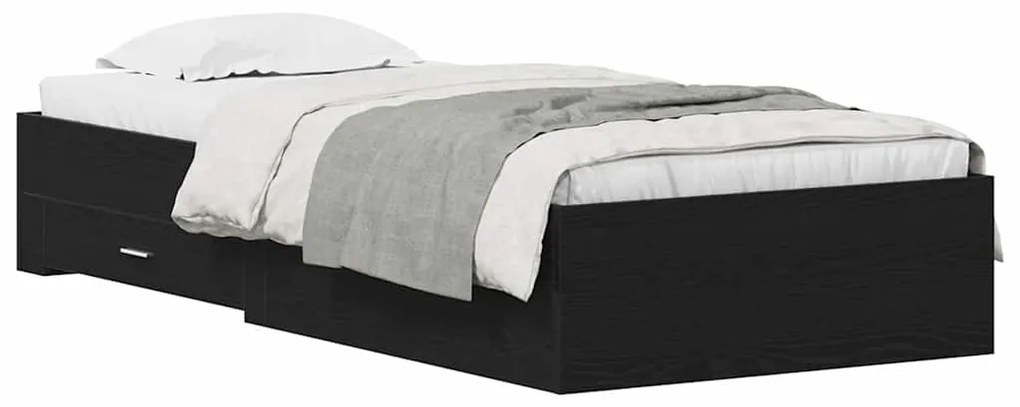 Cama vidaXL Preta Carvalho 90x200 cm Madeira Reconstituída