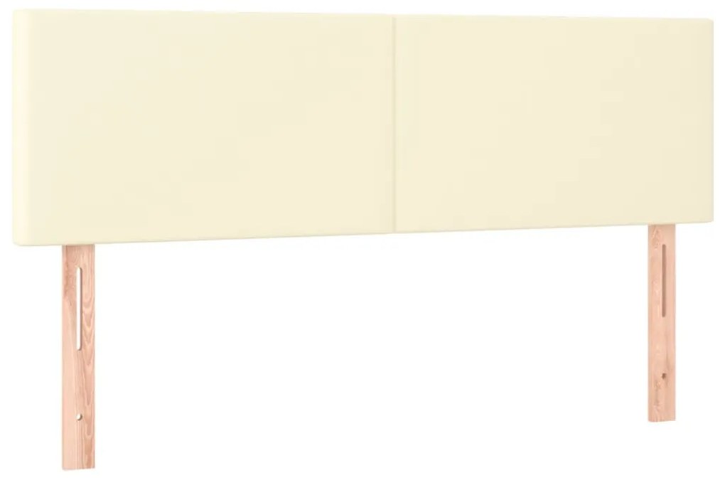 Cabeceira de cama c/ LED 144x5x78/88 cm couro artificial creme