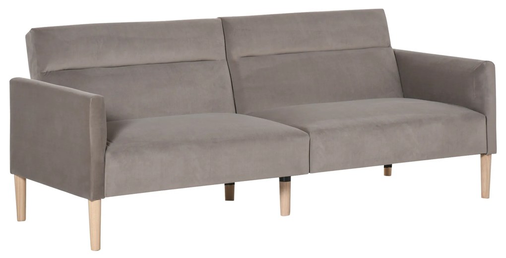 HOMCOM Sofá-Cama Convertível e Reclinável com Apoios de Braços e 2 Encostos Ajustáveis ​​Separadamente em 3 Posições Aveludado 196x85x82 cm Cinza