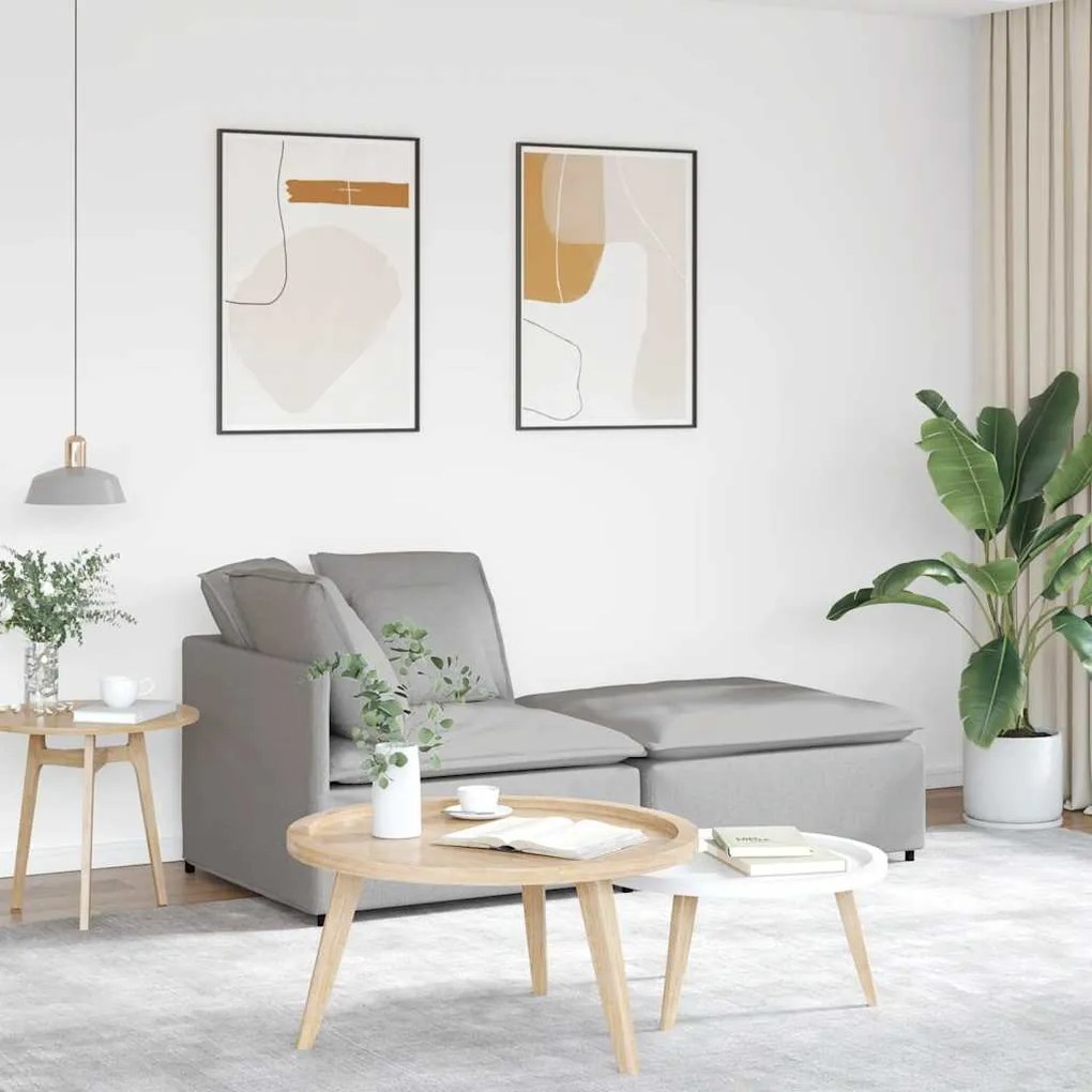 vidaXL Sofá modular com pufes e almofadas tecido cinzento nublado