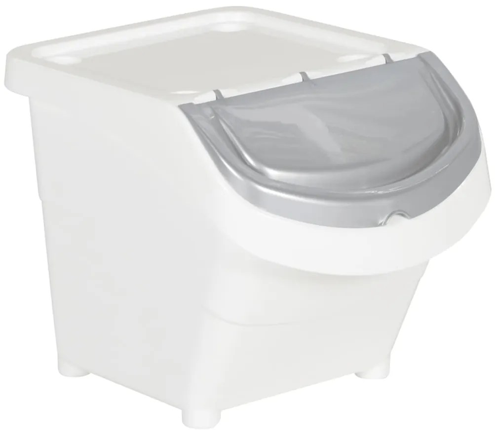 Caixotes do lixo com tampa empilháveis 3 pcs 78 L PP branco