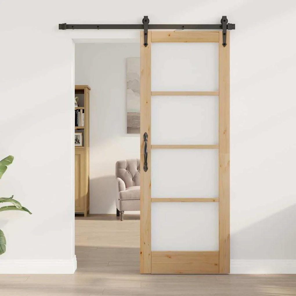 Porta Interior com Vidro "ORKDAL" 73,5x198,5x4 cm Madeira de Pinho Sól