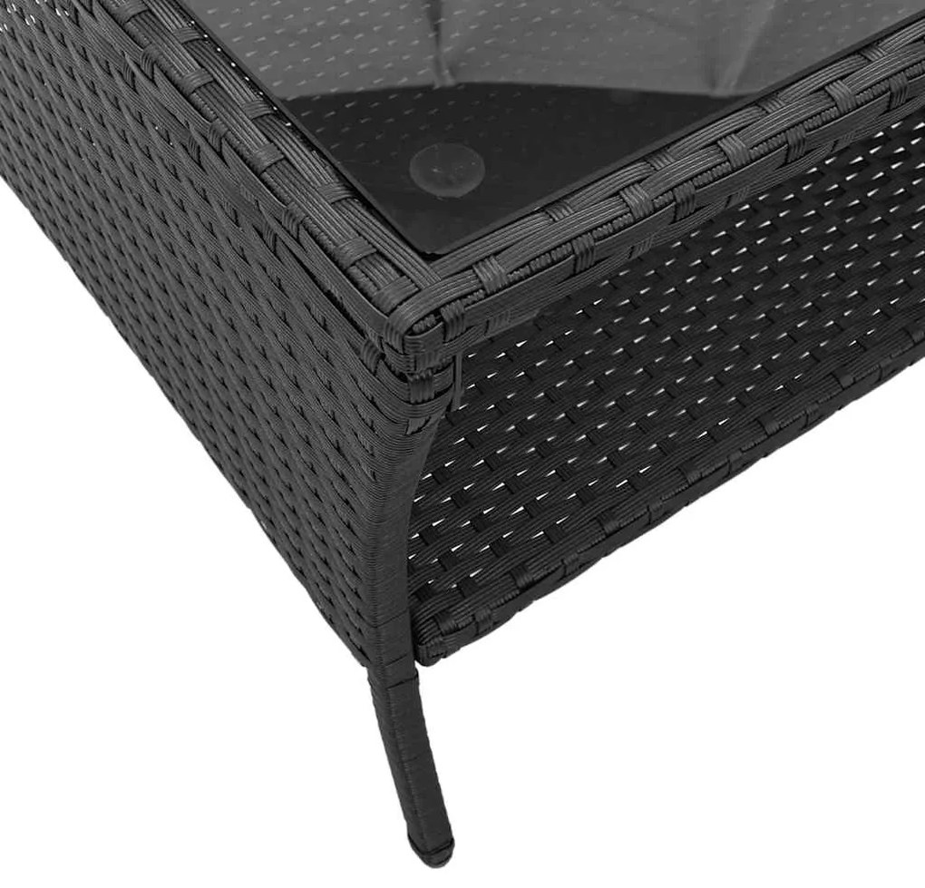 Sofá de jardim 2 lugares com almofadões vime PE preto
