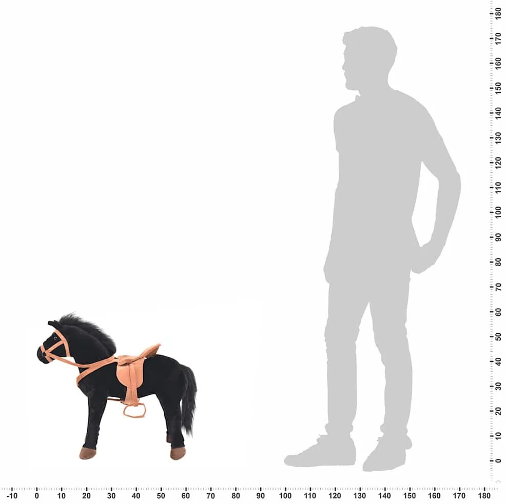 Cavalo de peluche de montar preto