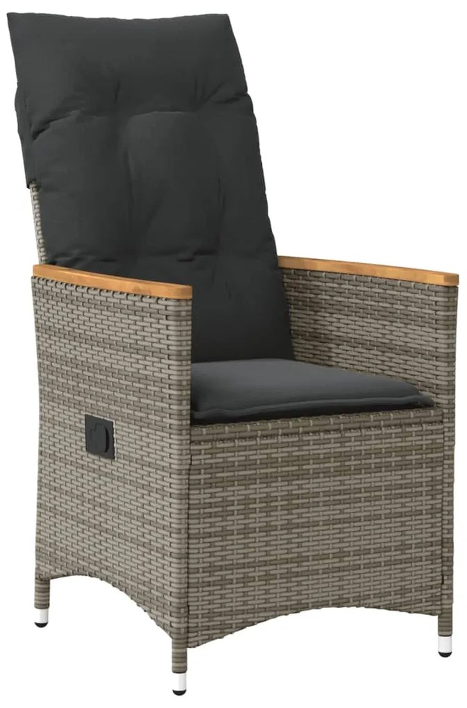 7 pcs conjunto de jantar p/ jardim c/ almofadões vime PE cinza