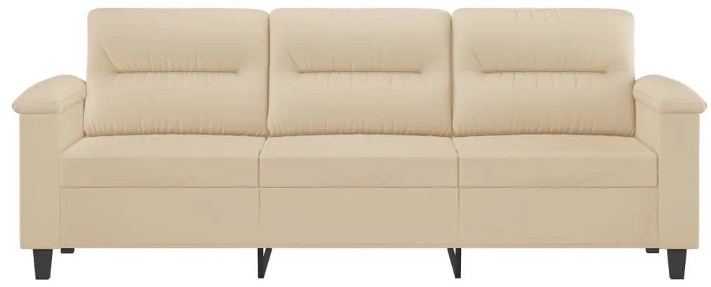 Sofá de 3 lugares 180 cm tecido de microfibra creme