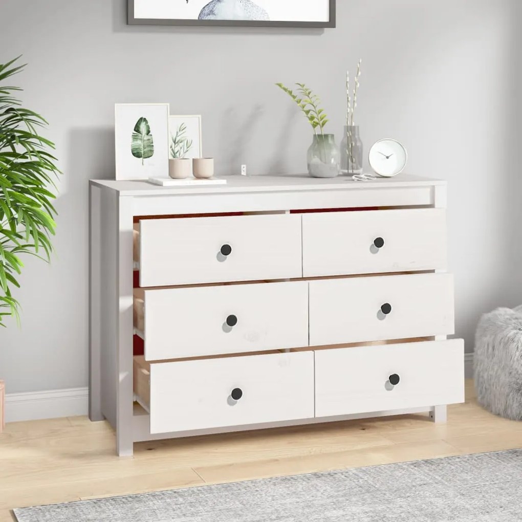 Armário de apoio 100x40x72 cm pinho maciço branco
