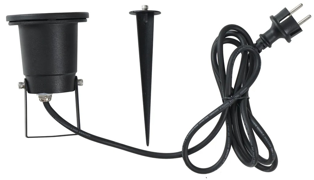 Foco de jardim preto com LED ajustável IP65 com cabo e ficha - Basic