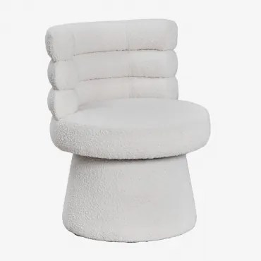 Pacote De 4 Cadeiras De Jantar Giratórias Estofadas Protea Bouclé Branco - Sklum