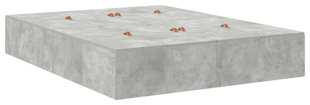 Estrutura de Cama Armazenamento vidaXL Cinza Concreto 135x190 cm