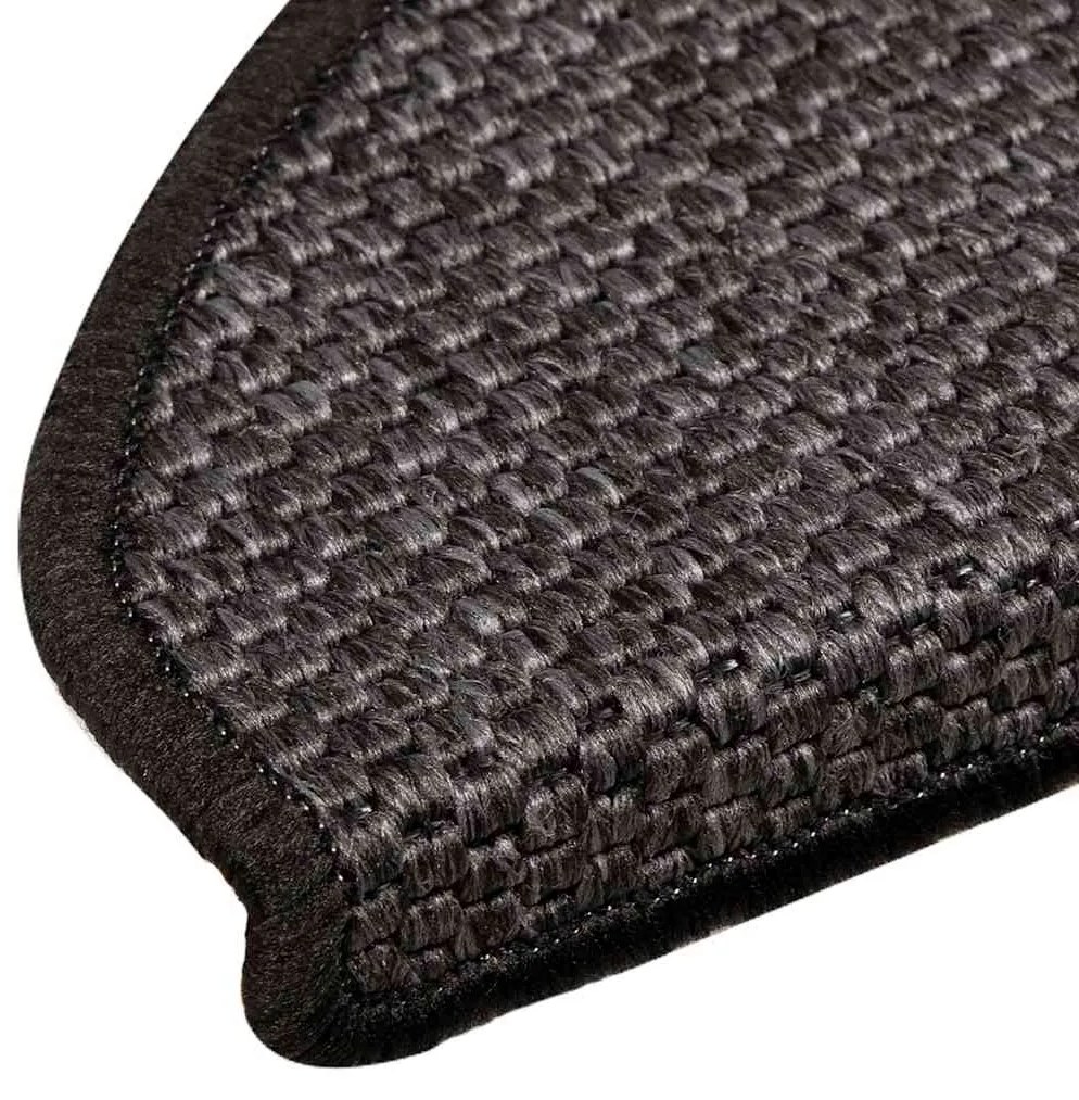 Tapetes escada adesivos aspeto sisal 15pcs 65x21x4 cm antracite