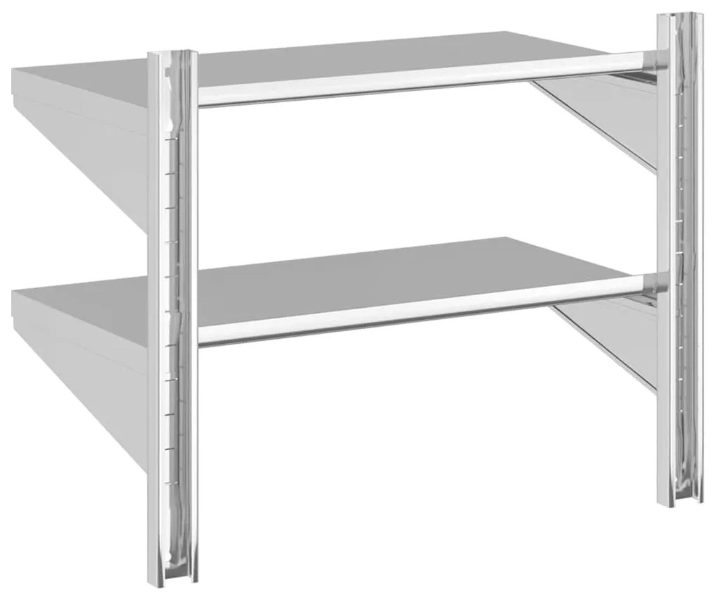 Estante parede 2 prateleiras 75x40x60 cm aço inoxidável prata