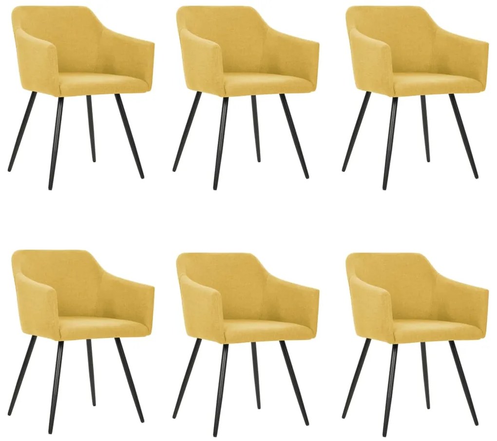 vidaXL Cadeiras de jantar 6 pcs tecido amarelo