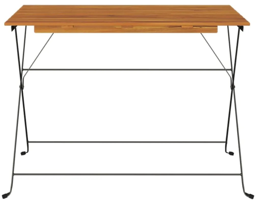 Mesa de bistrô dobrável 100x54x71 cm acácia maciça e aço
