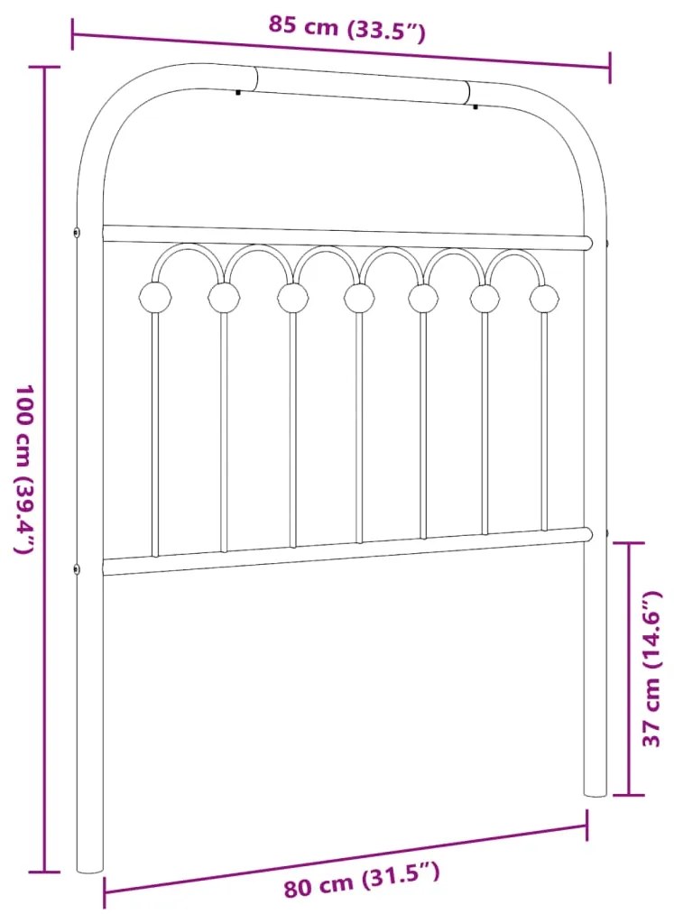 Cabeceira de cama 80 cm metal preto
