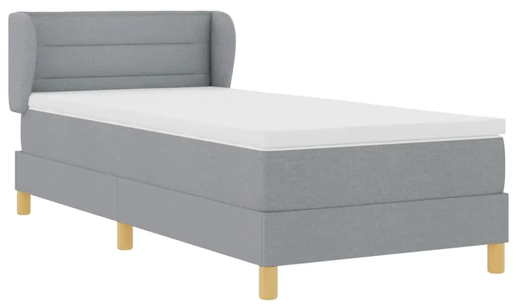 Cama Box Spring com Colchão Cinza Claro 90x200 cm Tecido