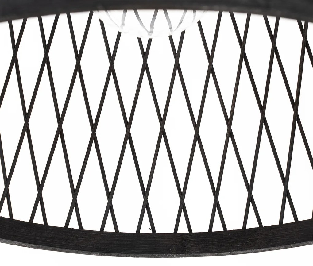 Candeeiro de teto exterior rústico em ráfia preta 40 cm - Calamus Rústico