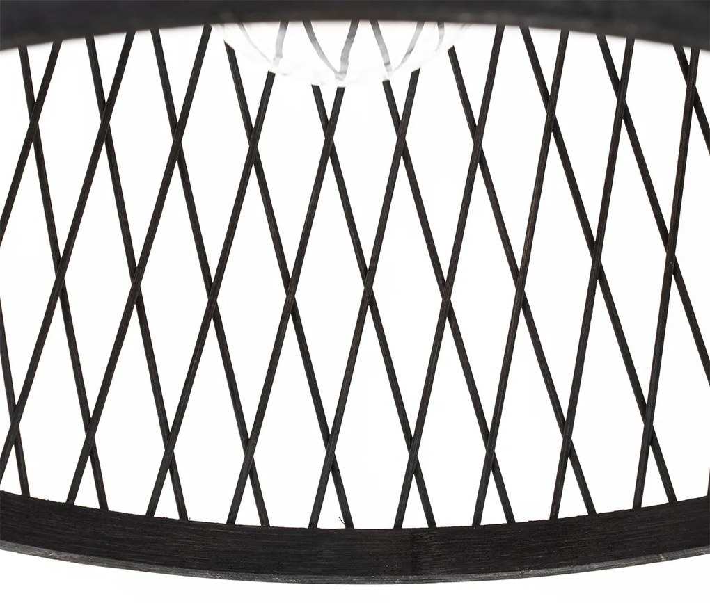 Candeeiro suspenso rural para exterior rattan preto 40 cm - Calamus Rústico