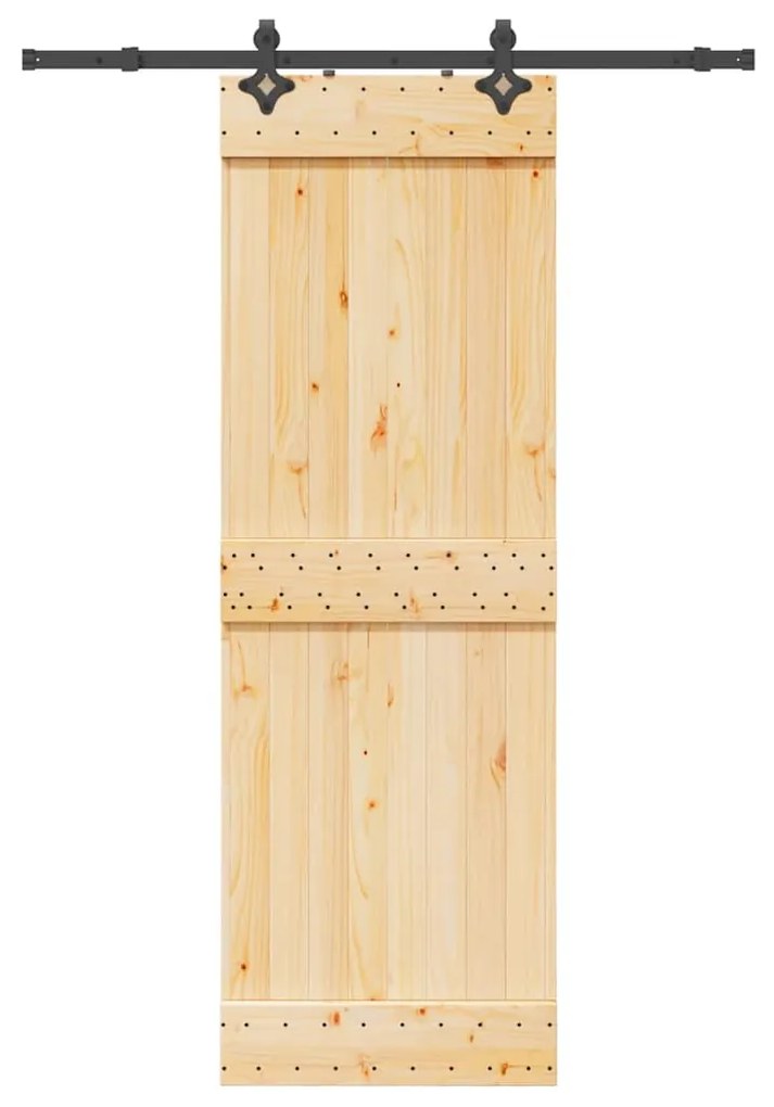 vidaXL Porta de correr com ferragens 70x210 cm madeira de pinho maciça